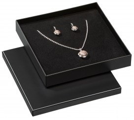 Boîtes à bijoux pour sets: collier/bague/boucles d'oreilles, noir 