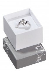 Boîtes à bijoux pour bagues/alliances/boutons d'oreilles, gris-blanc 