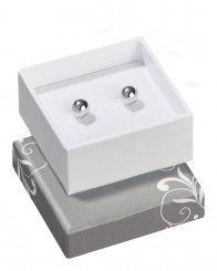 Boîtes à bijoux pour boutons d'oreilles, gris-blanc 