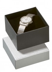 Boîtes pour montres bracelet métal, noir-argent/noir 