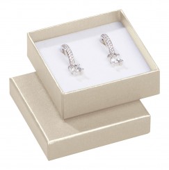 Cajas para colgantes/pendientes, blanco perla metalizado/ blanco 