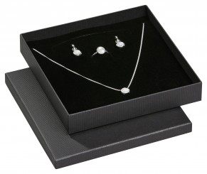 Jewellery boxes for sets: necklace/ring/earrings, black/black 