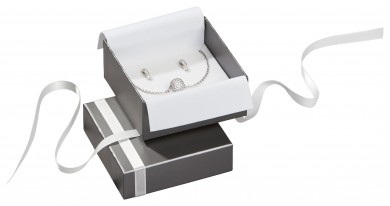 Boîtes à bijoux pour pendentifs/boucles d'oreilles/bagues/ bracelets, anthracite métallisé/blanc 