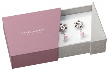 Boîtes à bijoux pour pendentifs/boucles d'oreilles/bagues, rose-gris/blanc 