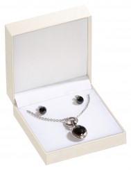 Jewellery boxes for pendants/earrings, pearly white metallic/white 