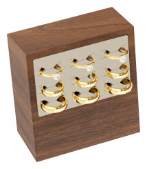 Ring stand wide, small, 9 rings, walnut/cream 