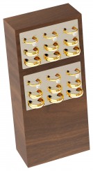 Ring stand wide, large, 18 rings, walnut/cream 