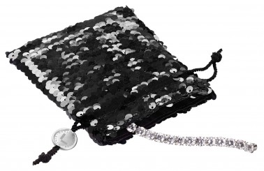 Jewellery pouches with sequins, small, black 
