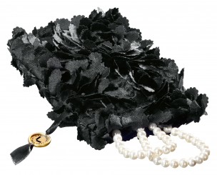 Jewellery pouches made of satin with spring closure, black 