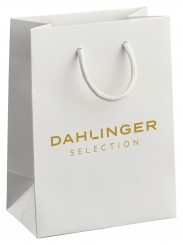 CHIC Papiertragetaschen 120x160 mit Rückseitenfalz, weiß, Sonderdruck 