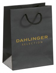 Paper carrier bags, small, black, special imprint 