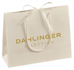 Paper carrier bags, medium, pearly white metallic, special imprint 