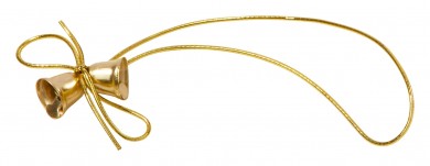Elastic bows with little bells, medium, golden 