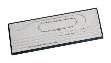 Tray for stringing pearl necklaces, black/grey 