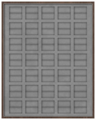 PRIME Schmucktablett für 35 Ringe in Polstern, Nussbaum/ Suede S.050 grau 